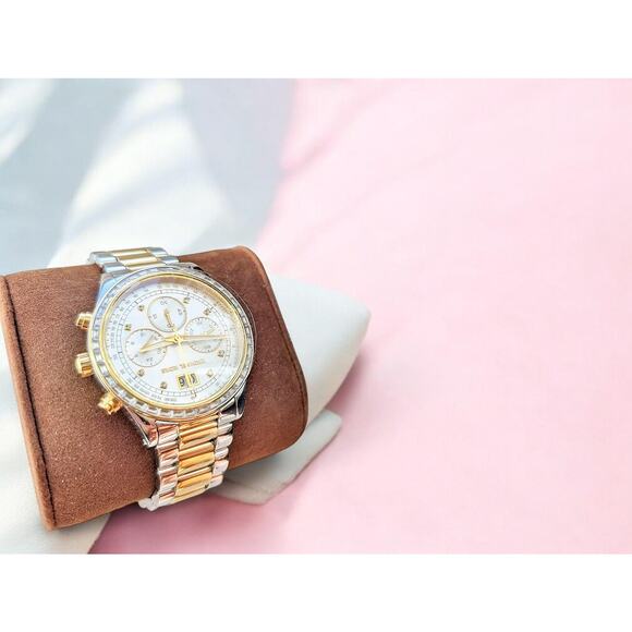 NWT Michael Kors Chronograph Crystal Watch Gold Silver MK6188 Brinkley - Picture 7 of 8